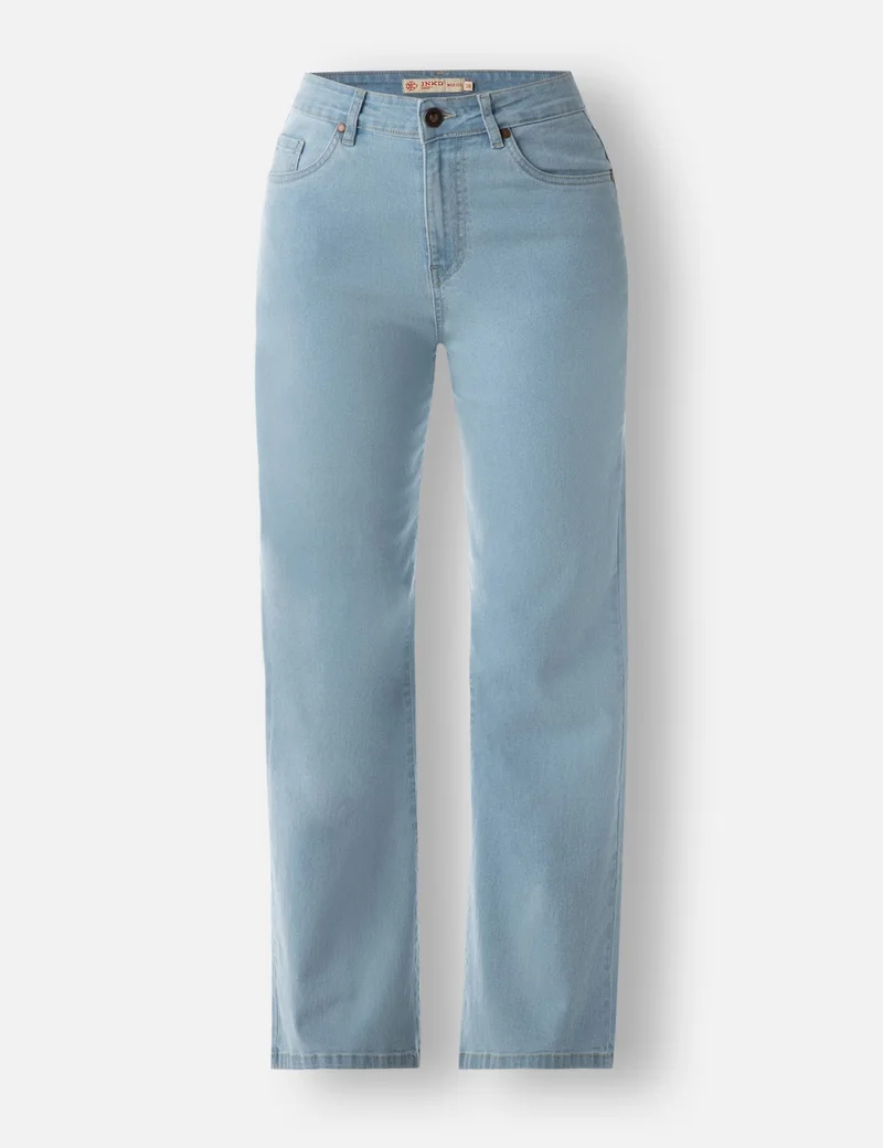 inkd Seaside Slate Women's Wide Leg Jeans - High-Rise | Stretchable | Enzyme Wash | Classic 5 Pocket Styling | Jeans for Women for Women | Best Price UAE